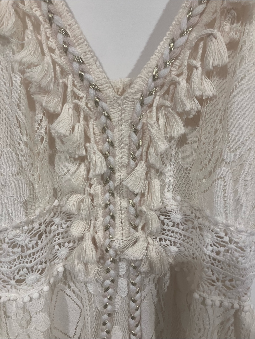 Boho Lace Spaghetti Strap Dress - Cream - Picture 4 of 8